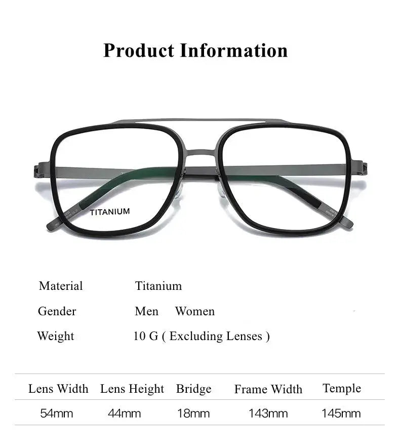 Unisex Square Full Rim Titanium Double Bridge Prescription Glasses 49911 — view 6 | Rx Spectacle