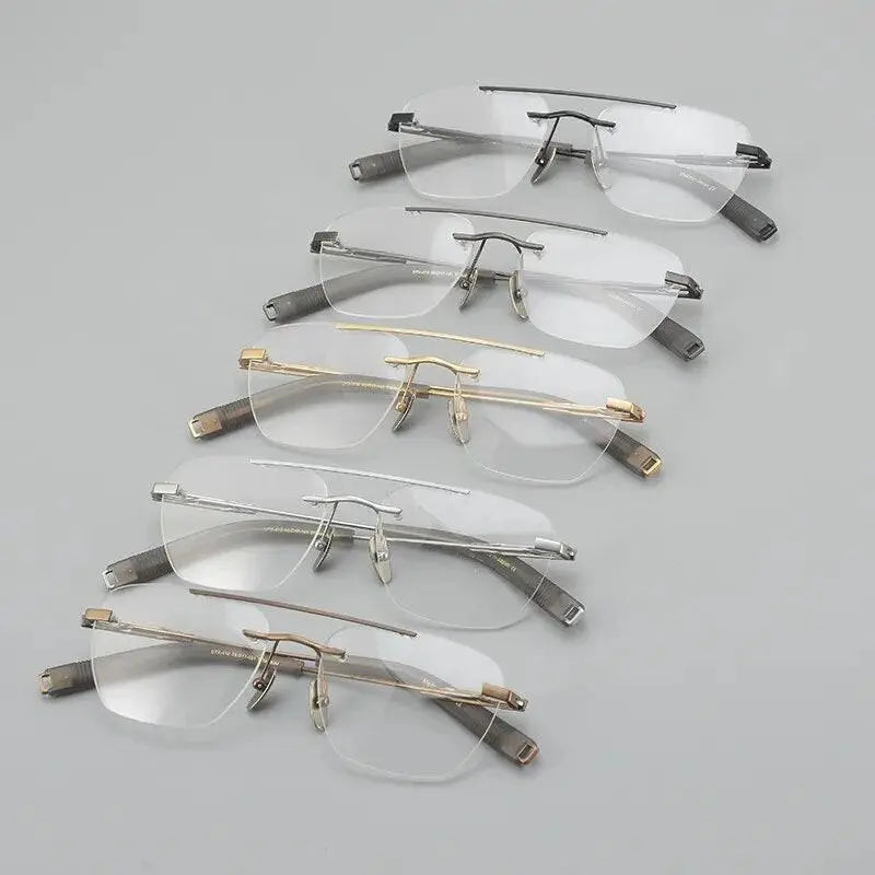 Unisex Square Rimless Titanium Double Bridge Prescription Glasses Dtx419 — view 4 | Rx Spectacle
