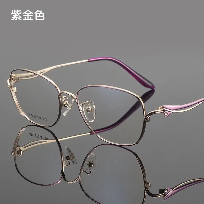 Women's Cat Eye Full Rim Alloy Prescription Glasses 661179 — view 3 | Rx Spectacle