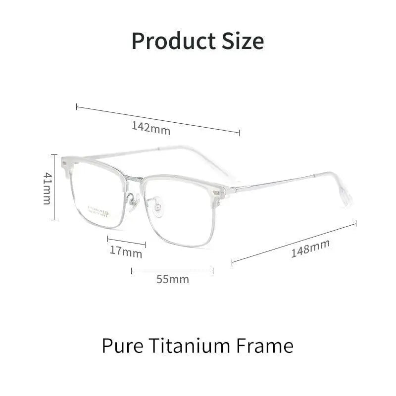 Men's Square Full Rim Titanium Prescription Glasses 2322BJ — view 7 | Rx Spectacle