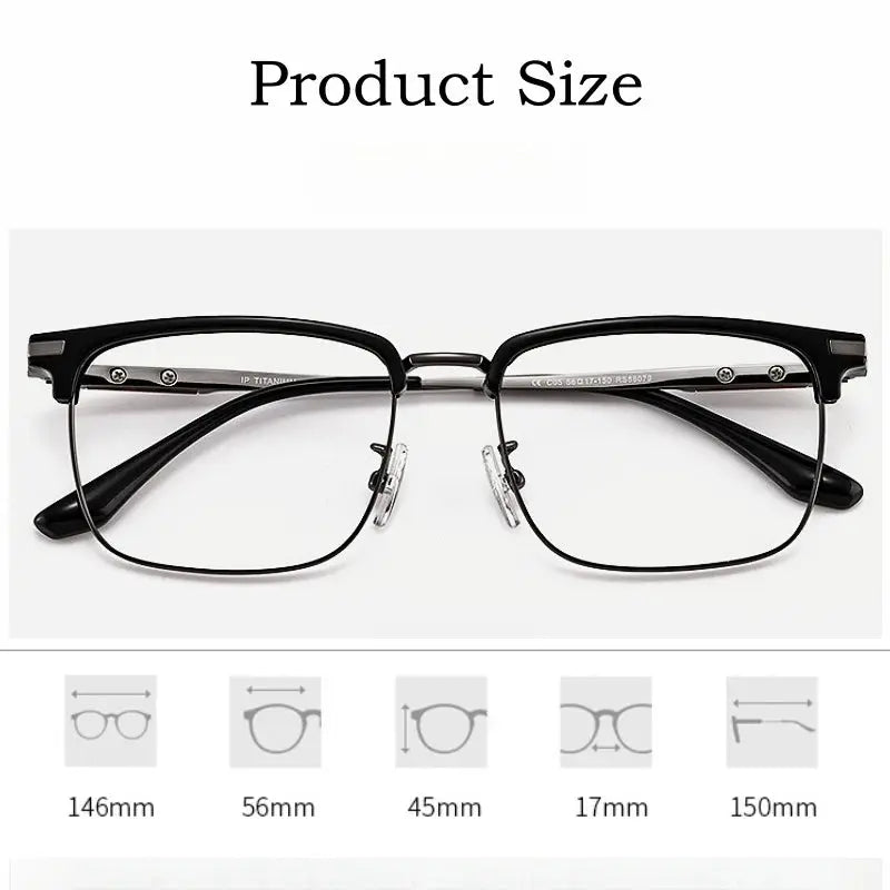 Men's Square Semi-Rimless Titanium Prescription Glasses 808790 — view 2 | Rx Spectacle
