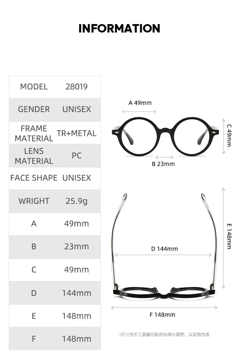 Unisex Round Full Rim Alloy Prescription Glasses 280190 — view 2 | Rx Spectacle