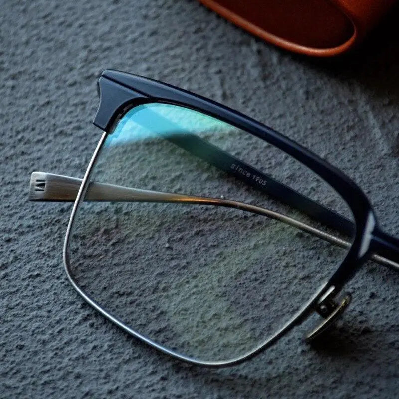 Men's Square Full Rim Titanium Prescription Glasses S1905 — view 6 | Rx Spectacle