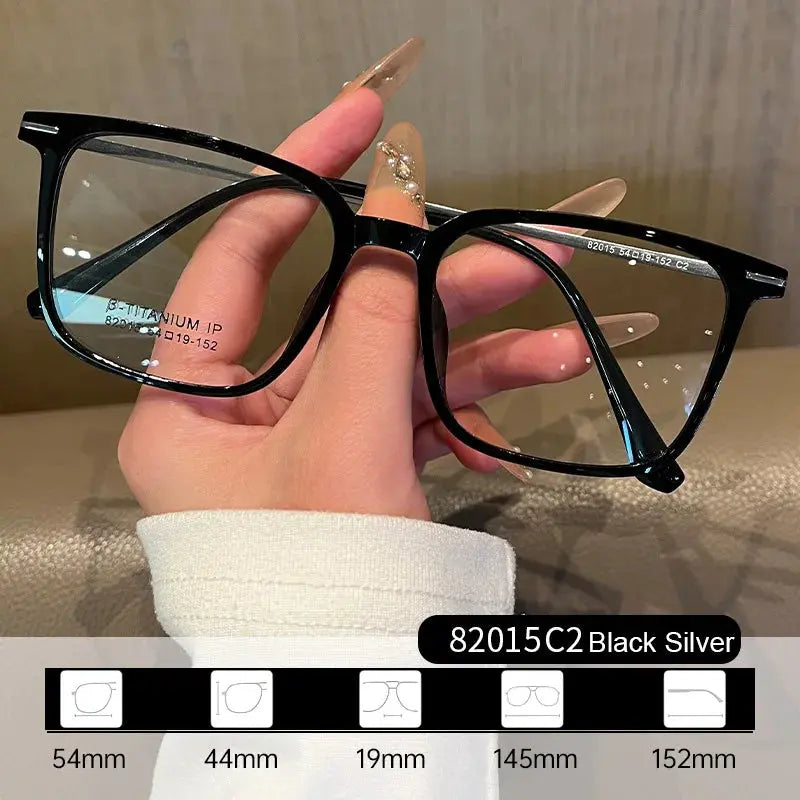 Women's Square Full Rim Titanium Prescription Glasses 82015 — view 7 | Rx Spectacle