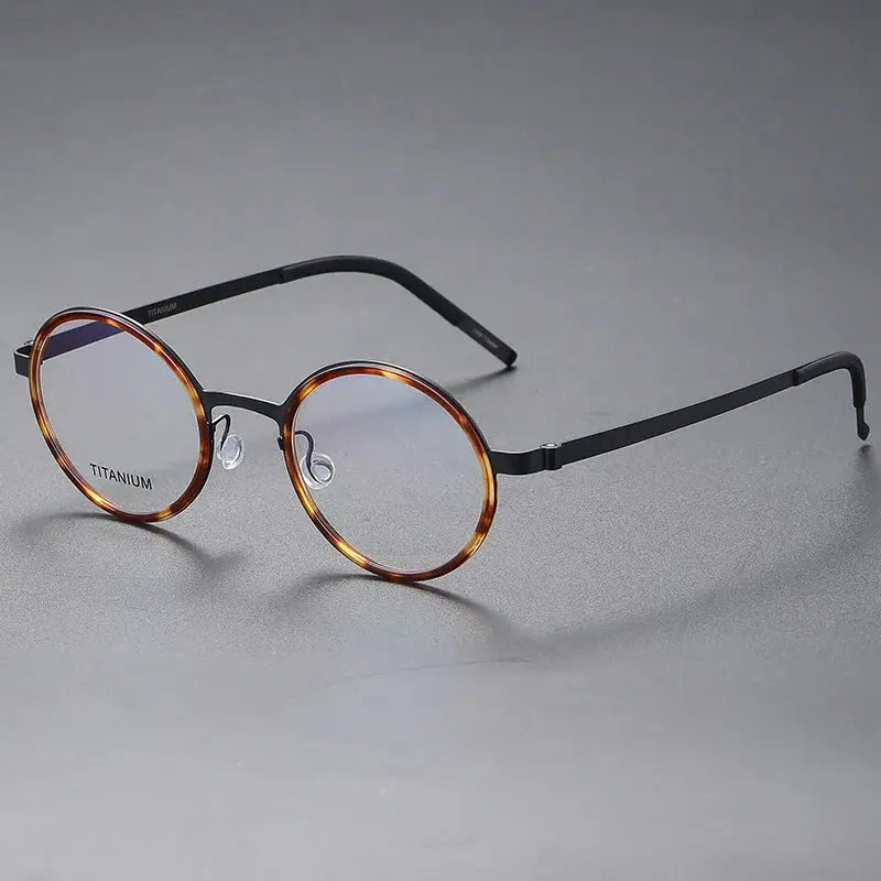 Women's Round Full Rim Titanium Screwless Prescription Glasses 49707 — view 3 | Rx Spectacle