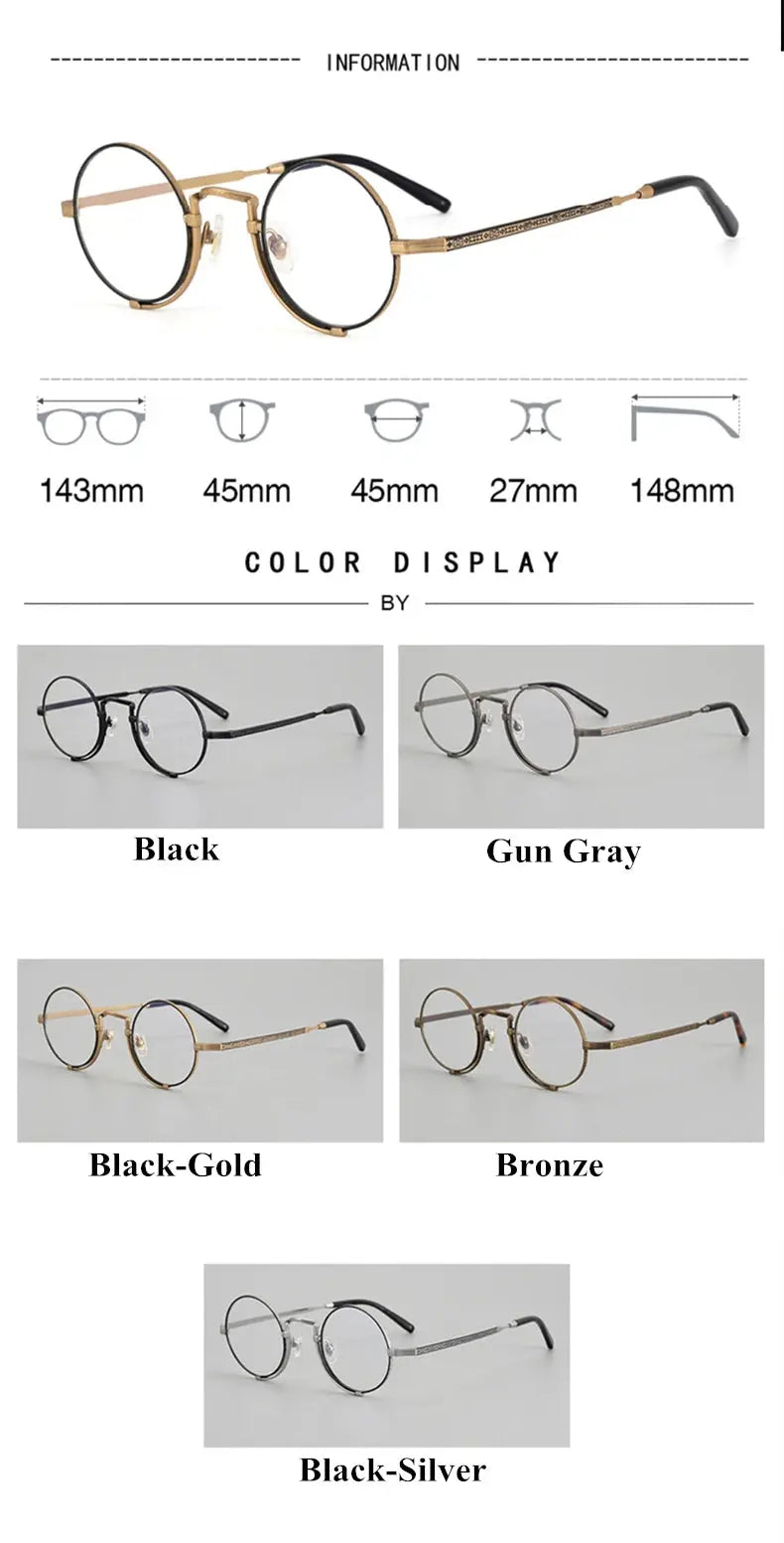 Unisex Round Full Rim Titanium Prescription Glasses 395919 — view 2 | Rx Spectacle