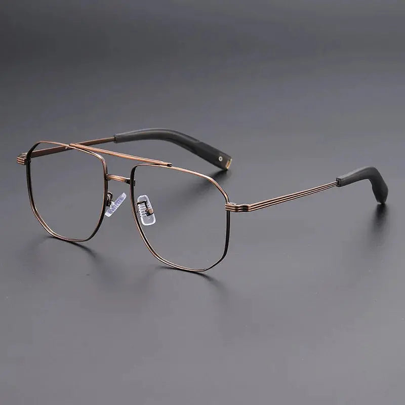 Men's Square Full Rim Titanium Double Bridge Prescription Glasses 94247 — view 5 | Rx Spectacle