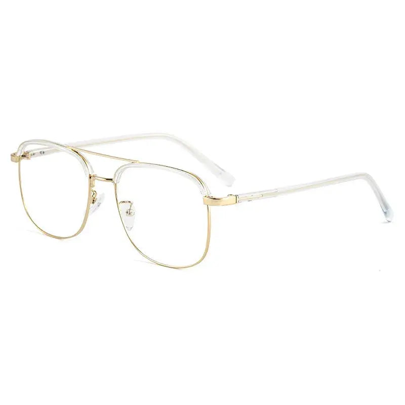 Unisex Square Full Rim Alloy Double Bridge Reading Glasses 18032 — view 7 | Rx Spectacle