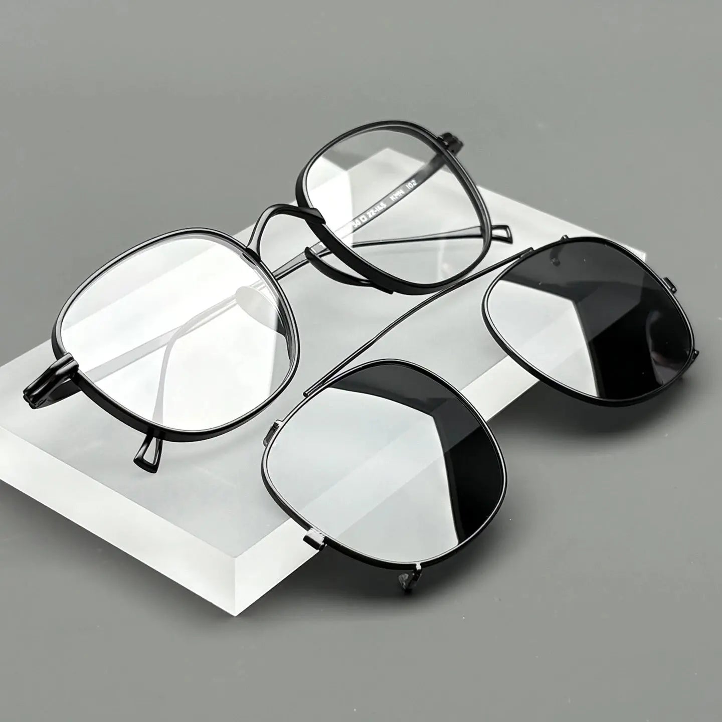 Women's Square Full Rim Titanium Clip-On Prescription Glasses 610517 — view 1 | Rx Spectacle