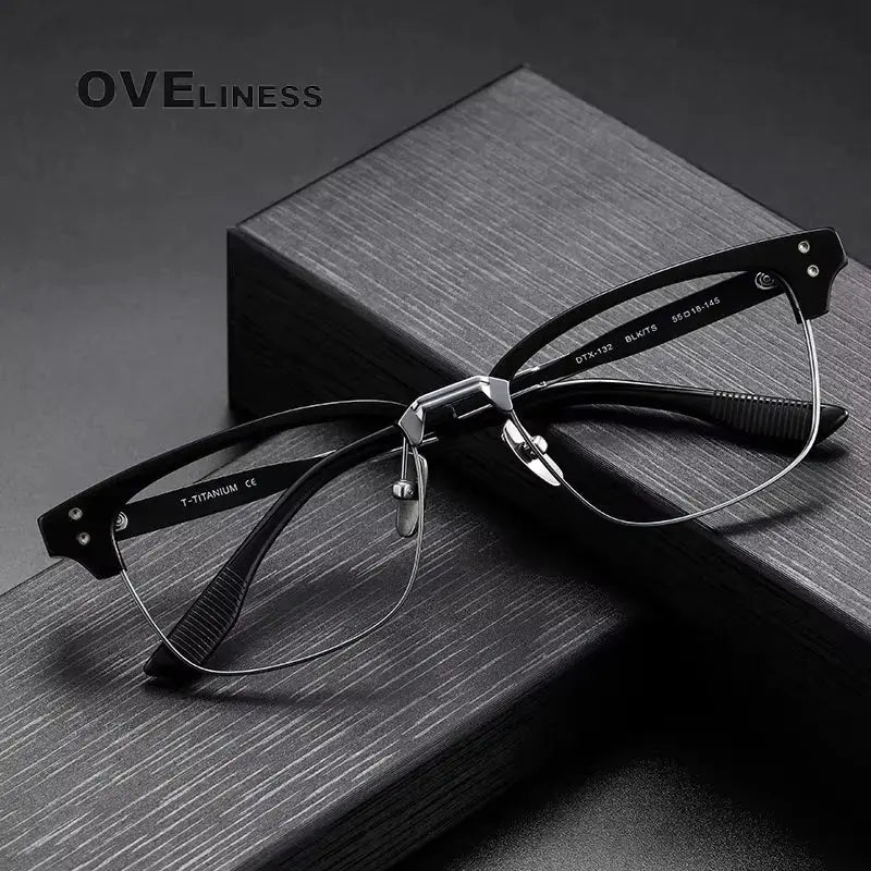 Unisex Square Full Rim Titanium Prescription Glasses 614132 — view 2 | Rx Spectacle