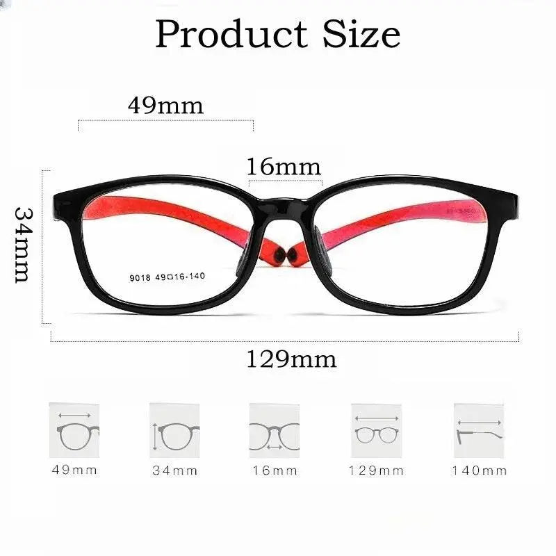 Unisex Square Full Rim TR90 Screwless Prescription Glasses 9018et — view 3 | Rx Spectacle