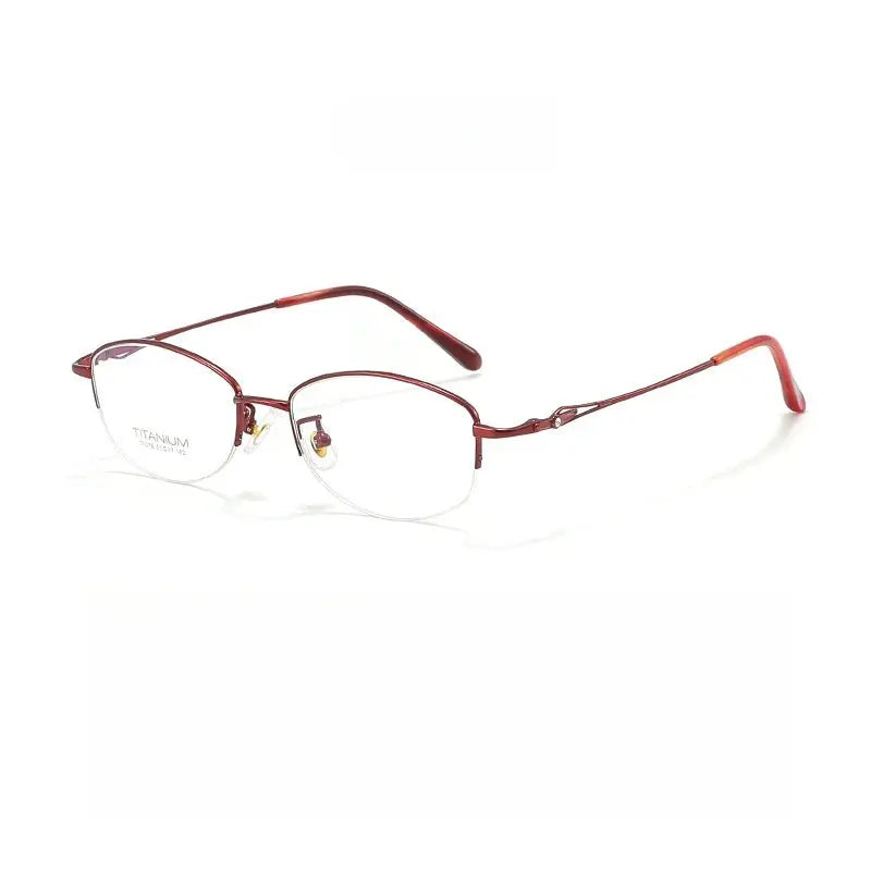 Women's Square Semi-Rimless Titanium Prescription Glasses Y7016 — view 7 | Rx Spectacle