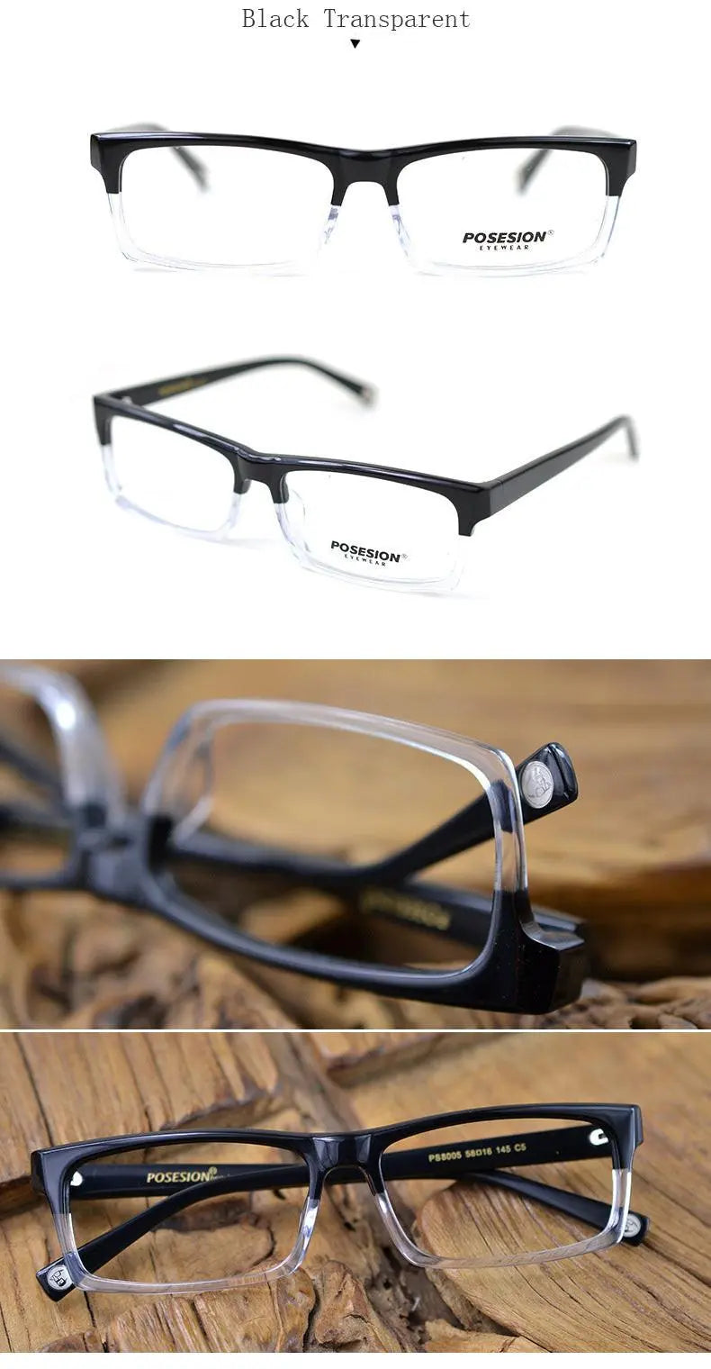 Men's Rectangular Full Rim Acetate Prescription Glasses Ps8005 — view 10 | Rx Spectacle