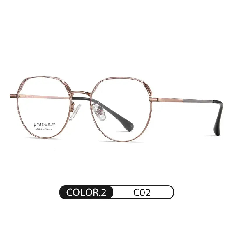 Women's Round Full Rim Titanium Flat Top Prescription Glasses 6225 — view 4 | Rx Spectacle