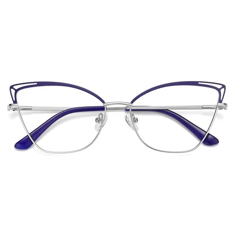 Women's Cat Eye Full Rim Alloy Prescription Glasses 3038 — view 4 | Rx Spectacle