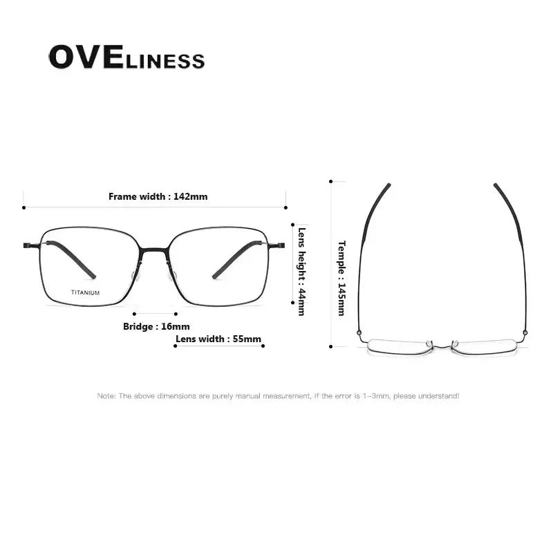 Unisex Square Full Rim Titanium Screwless Prescription Glasses 65535 — view 2 | Rx Spectacle