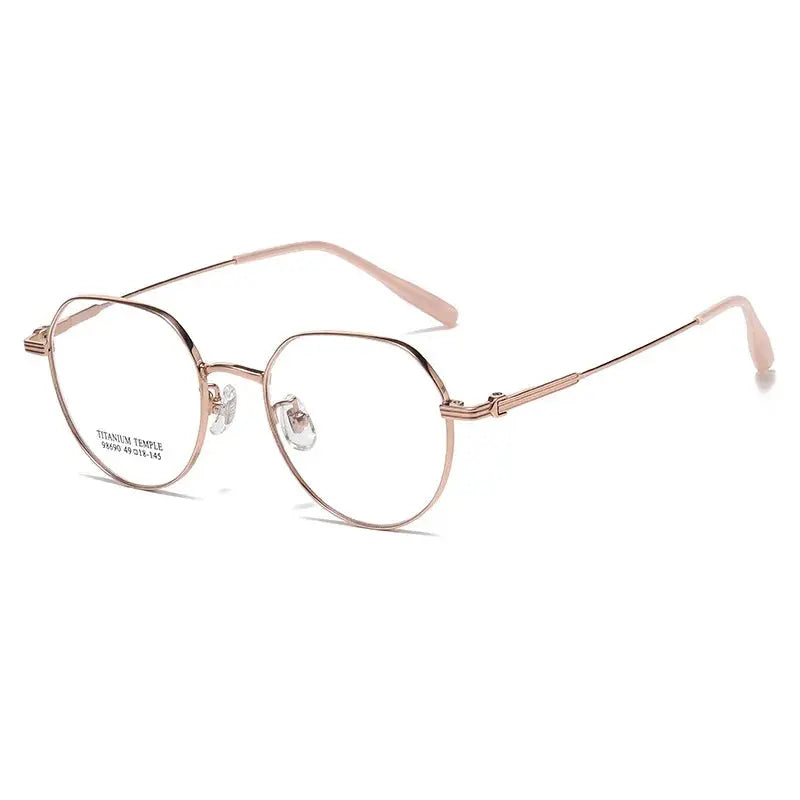 Women's Polygon Full Rim Titanium Flat Top Prescription Glasses 98690 — view 4 | Rx Spectacle