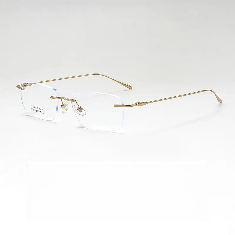 Unisex Square Rimless Titanium Prescription Glasses Y233525 — view 8 | Rx Spectacle