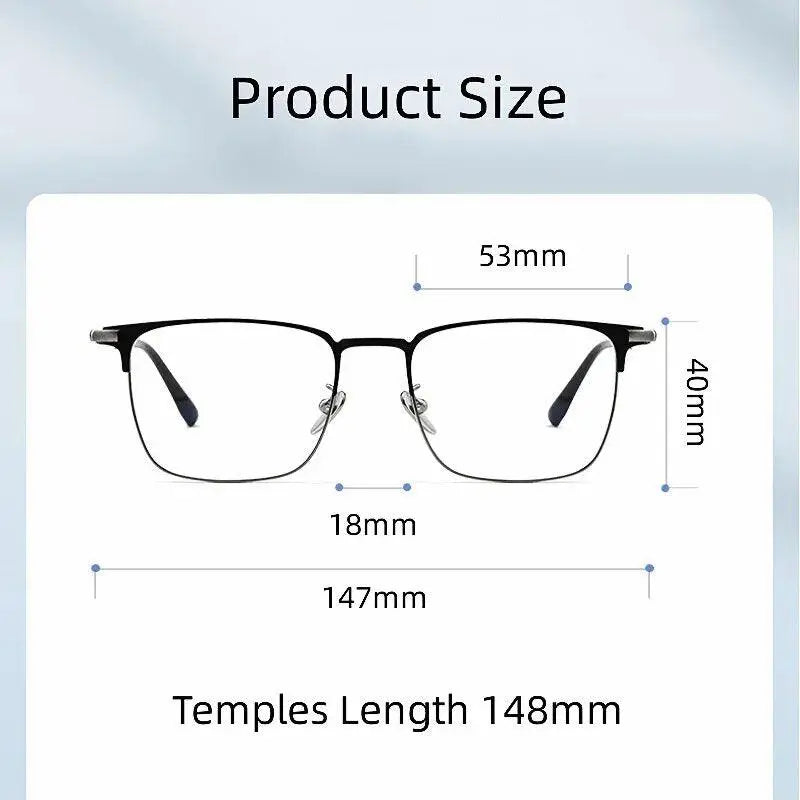 Unisex Square Full Rim Titanium Prescription Glasses 9009t — view 4 | Rx Spectacle