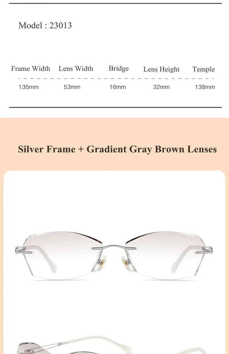 Women's Square Rimless Titanium Prescription Glasses 2313 — view 10 | Rx Spectacle