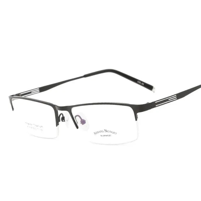 Unisex Rectangular Semi-Rimless Titanium Prescription Glasses A1518 — view 5 | Rx Spectacle