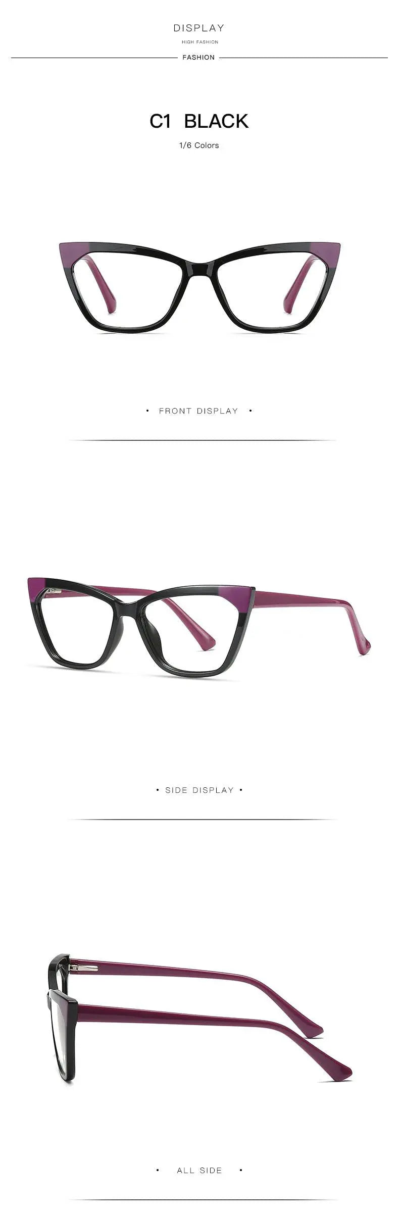 Women's Cat Eye Full Rim Titanium Prescription Glasses 2040 — view 13 | Rx Spectacle
