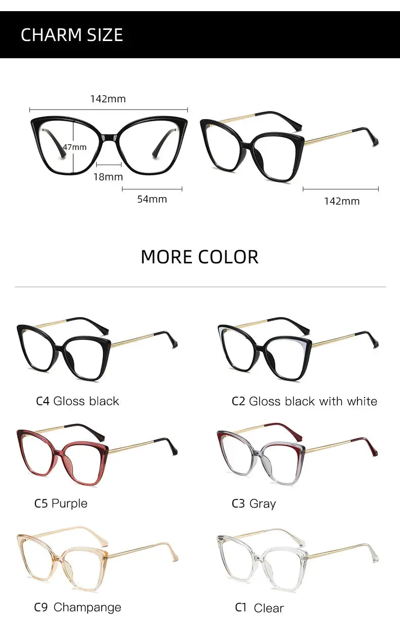Women's Cat Eye Full Rim TR90 Prescription Glasses 95810 — view 2 | Rx Spectacle