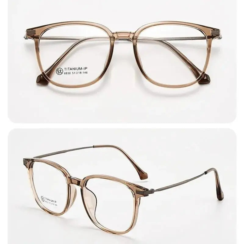 Unisex Square Full Rim Titanium Prescription Glasses 6830 — view 7 | Rx Spectacle