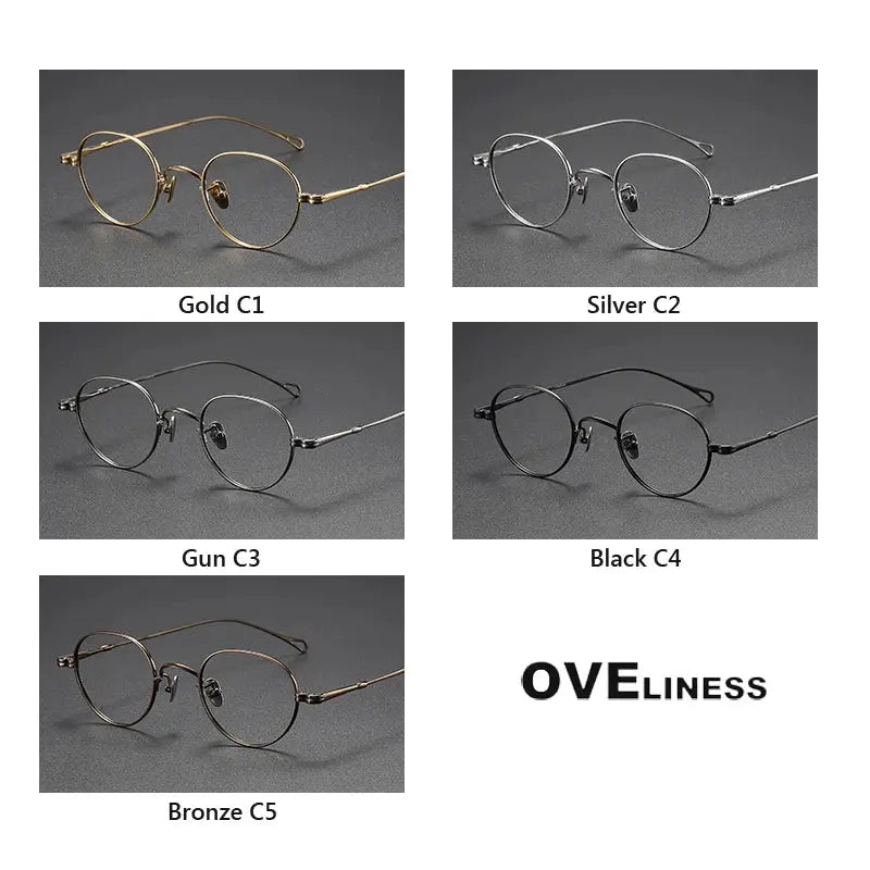 Unisex Oval Full Rim Titanium Prescription Glasses M002 — view 4 | Rx Spectacle
