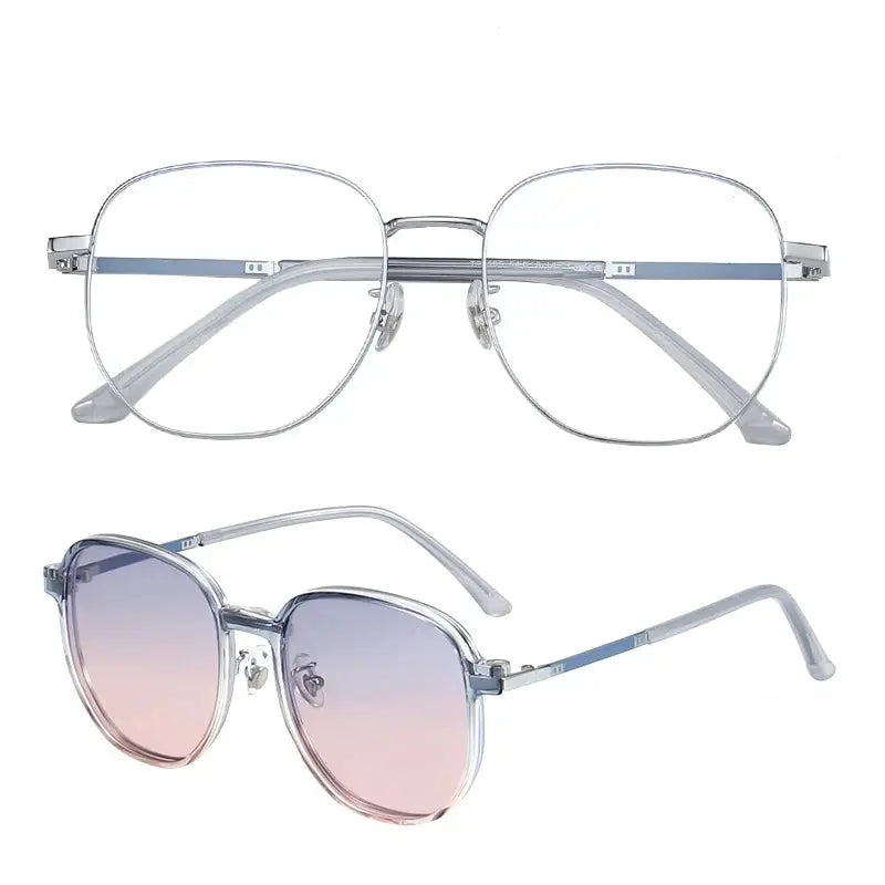 Women's Round Full Rim Alloy Clip-On Prescription Glasses Y1105 — view 6 | Rx Spectacle