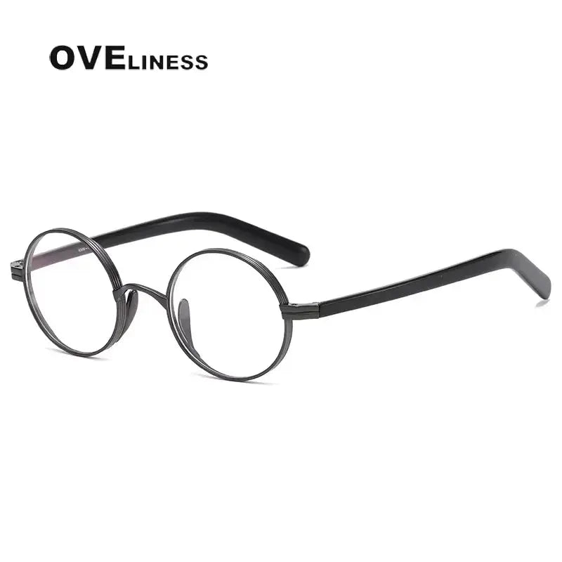 Women's Round Full Rim Titanium Prescription Glasses 91101 — view 4 | Rx Spectacle