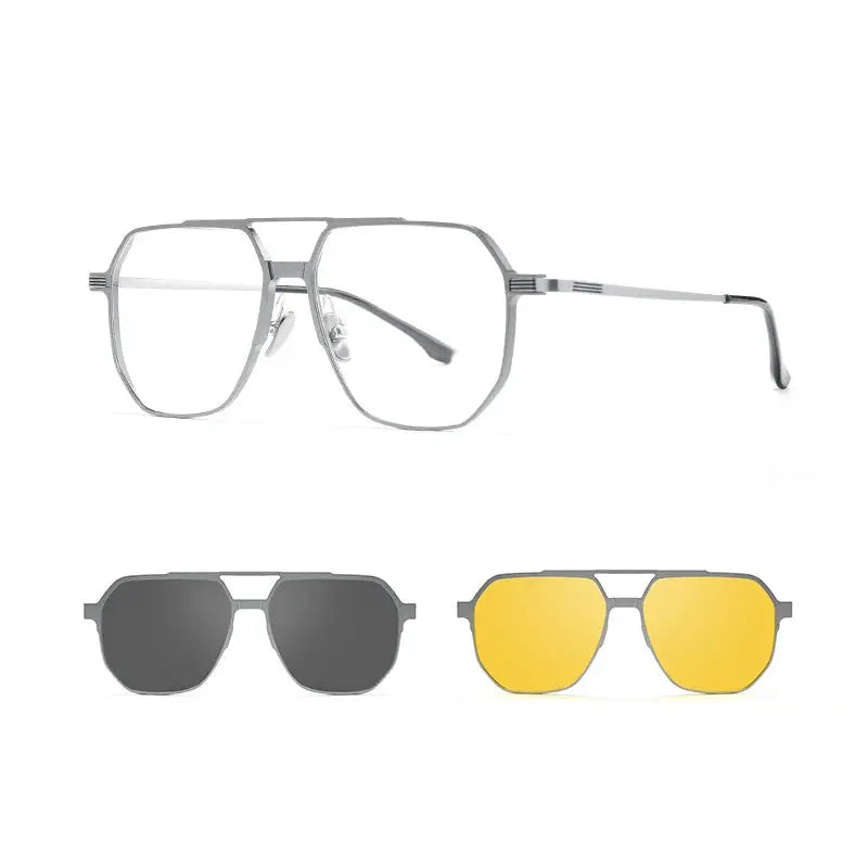 Unisex Square Full Rim Titanium Prescription Glasses 9906 — view 9 | Rx Spectacle