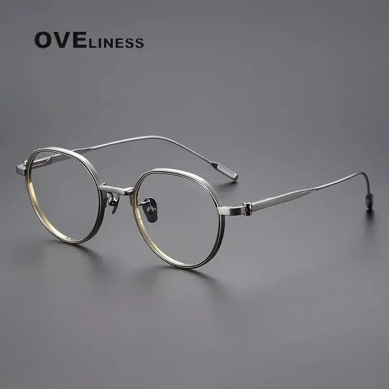 Unisex Oval Full Rim Titanium Flat Top Prescription Glasses 64261 — view 4 | Rx Spectacle
