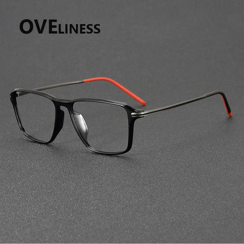 Unisex Square Full Rim Titanium Prescription Glasses 92351 — view 6 | Rx Spectacle