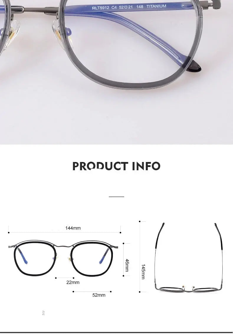 Unisex Square Full Rim Titanium Prescription Glasses 95912 — view 2 | Rx Spectacle