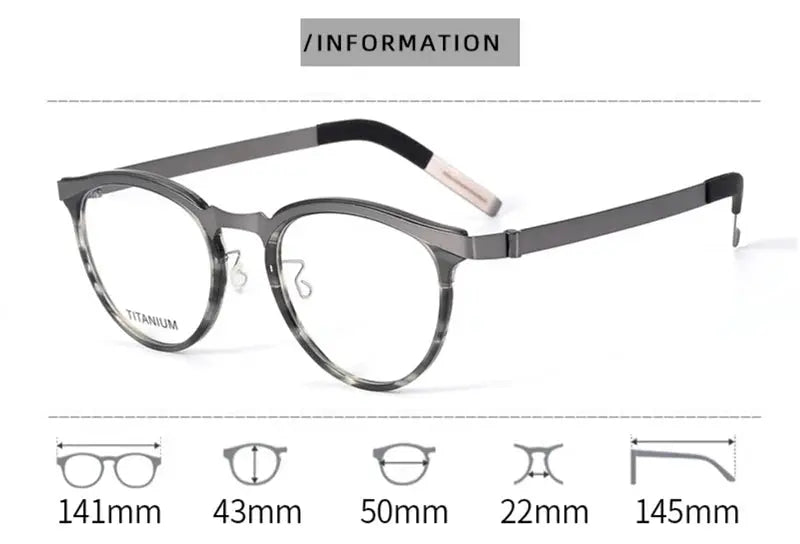 Unisex Round Full Rim Titanium Screwless Prescription Glasses 339903 — view 2 | Rx Spectacle