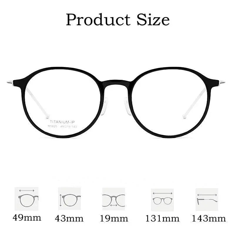 Unisex Round Full Rim Titanium Prescription Glasses 5825M — view 12 | Rx Spectacle