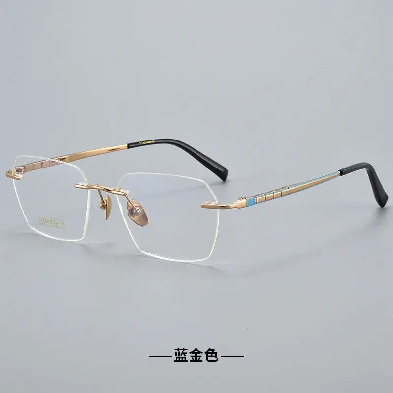 Women's Polygon Rimless Titanium Prescription Glasses 91101 — view 4 | Rx Spectacle
