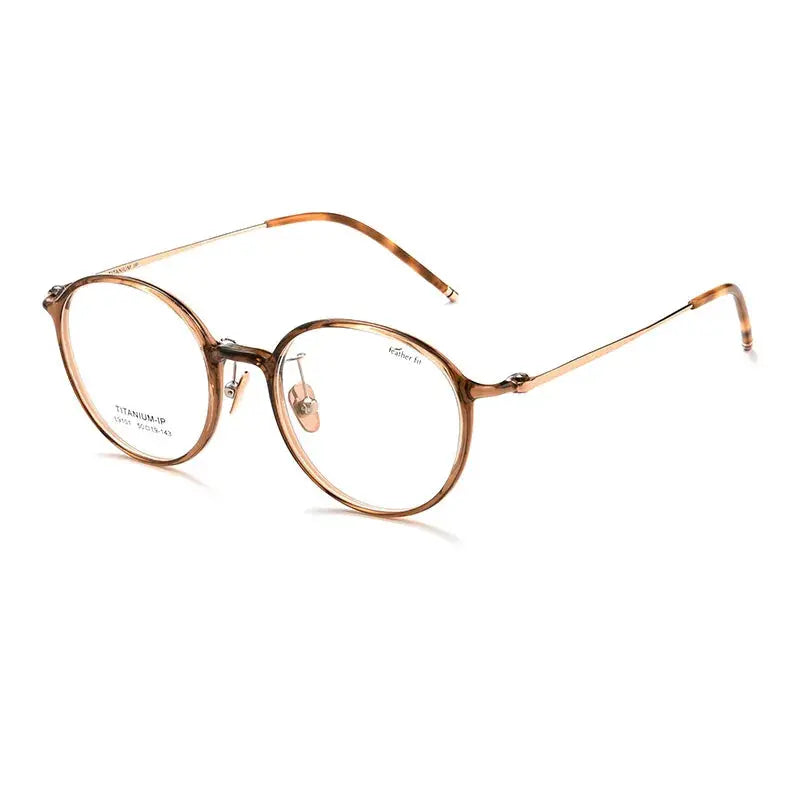 Women's Round Full Rim Titanium Prescription Glasses 9101 — view 6 | Rx Spectacle