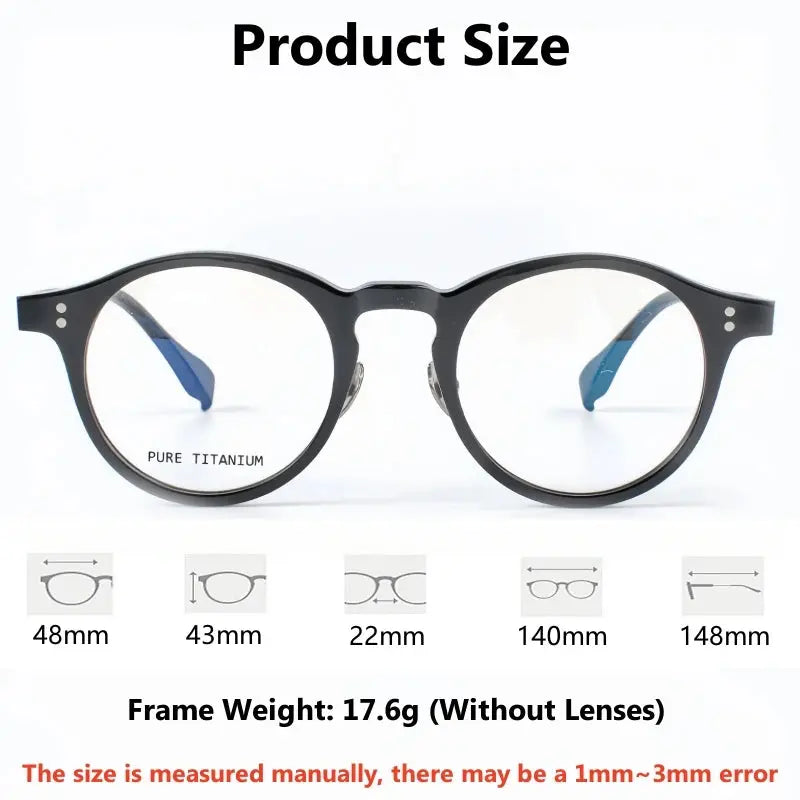Unisex Round Full Rim Titanium Prescription Glasses 22033 — view 2 | Rx Spectacle