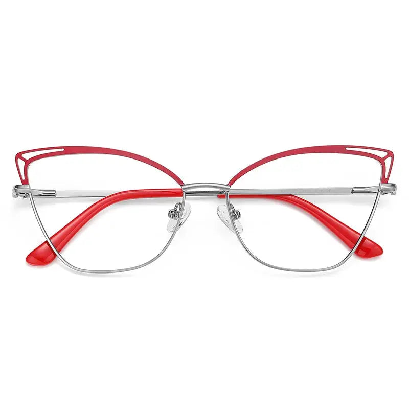 Women's Cat Eye Full Rim Alloy Prescription Glasses 30381 — view 4 | Rx Spectacle