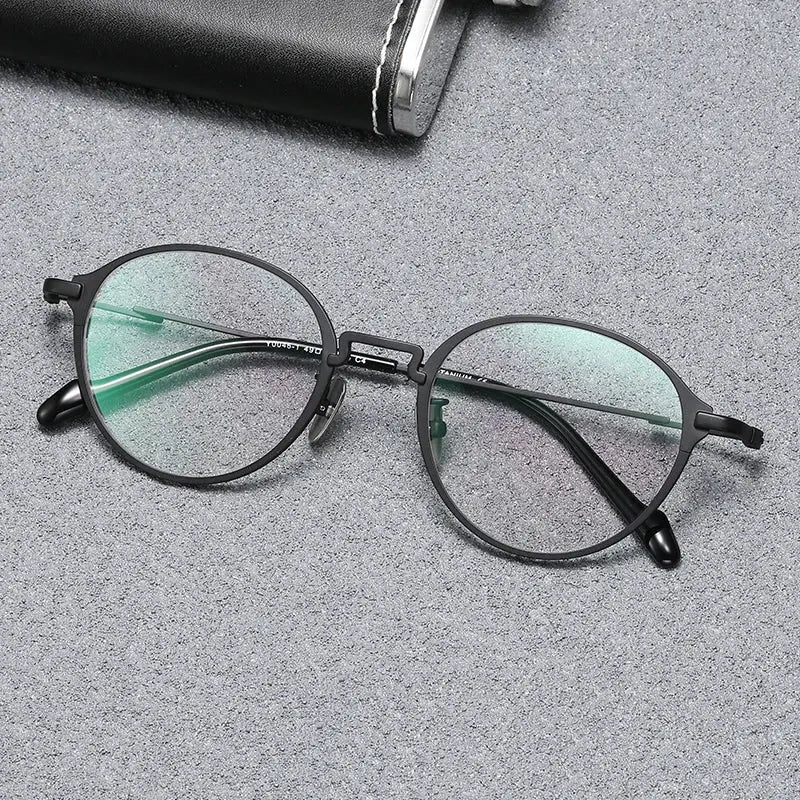 Unisex Oval Full Rim Titanium Prescription Glasses 60046 — view 5 | Rx Spectacle
