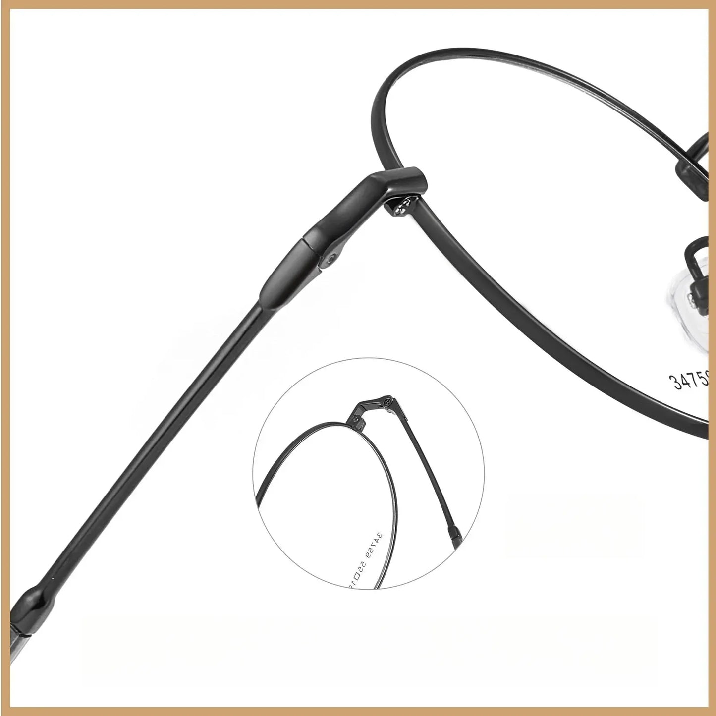 Unisex Round Full Rim Alloy Oversized Prescription Glasses 34759 — view 5 | Rx Spectacle