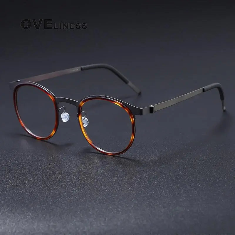 Men's Round Full Rim Titanium Prescription Glasses 9704 — view 3 | Rx Spectacle