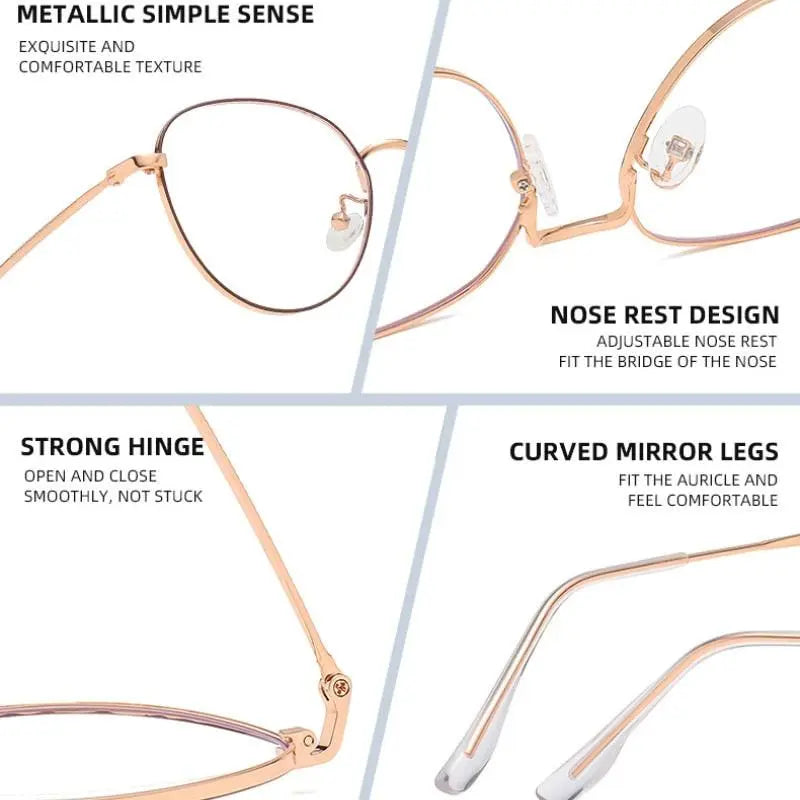 Women's Round Full Rim Alloy Prescription Glasses L2092 — view 8 | Rx Spectacle