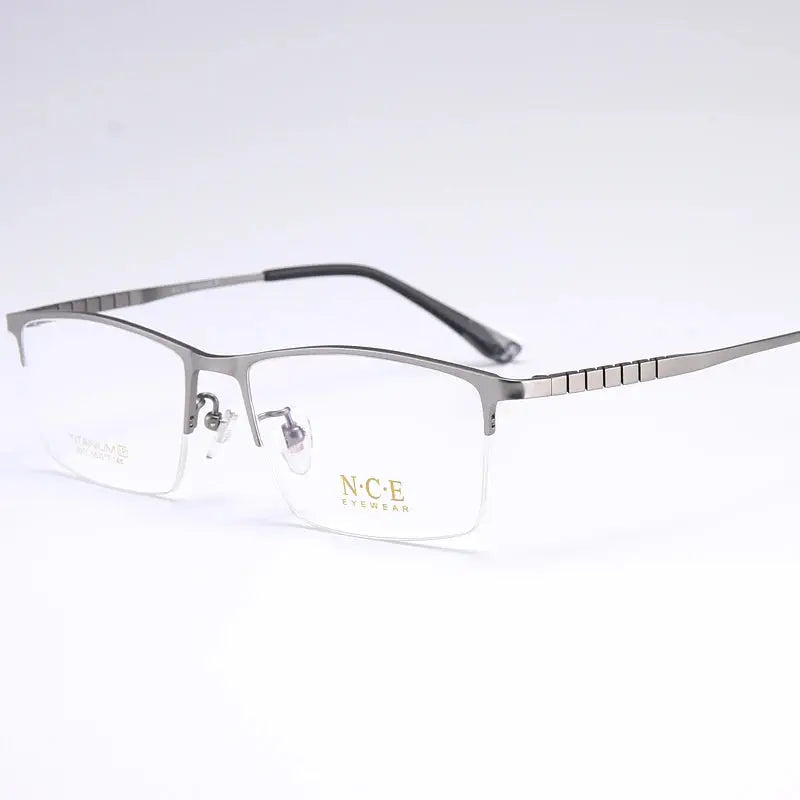 Men's Square Semi-Rimless Titanium Prescription Glasses 65011 — view 3 | Rx Spectacle