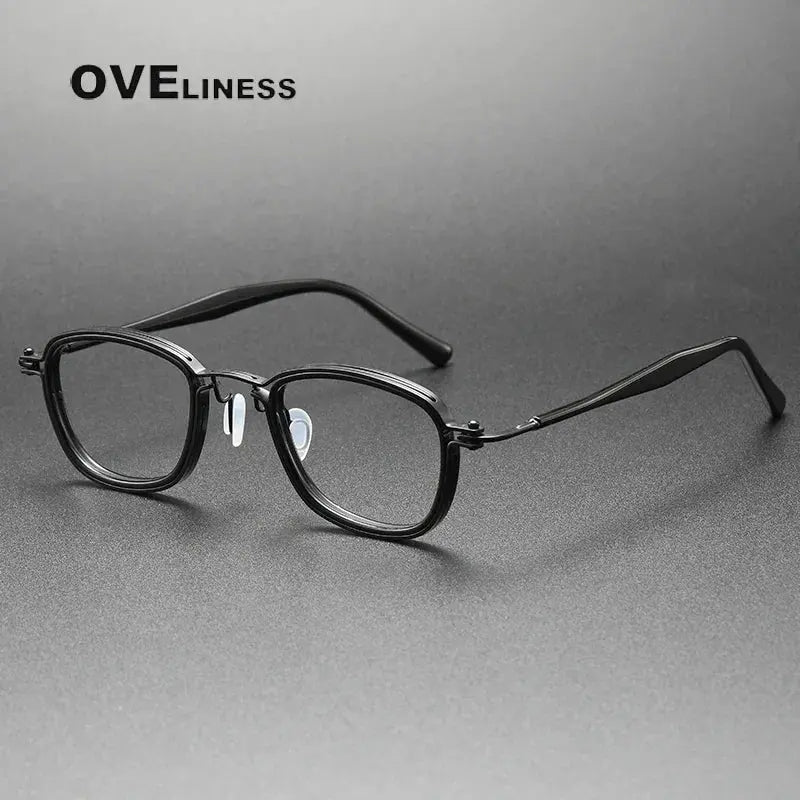 Unisex Square Full Rim Titanium Oversized Prescription Glasses 395861 — view 5 | Rx Spectacle