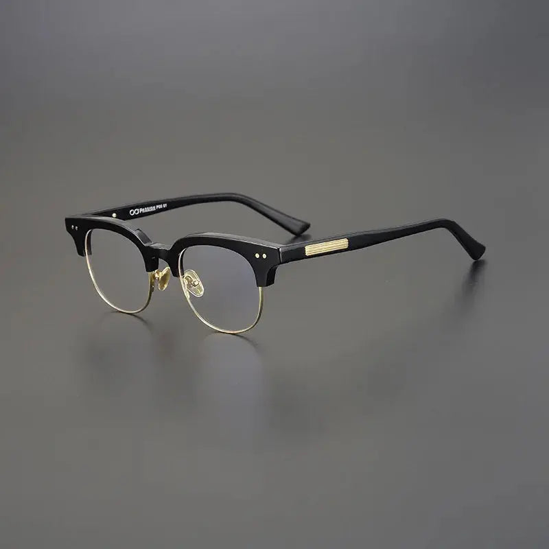 Unisex Square Semi-Rimless Acetate Prescription Glasses 15022 — view 7 | Rx Spectacle