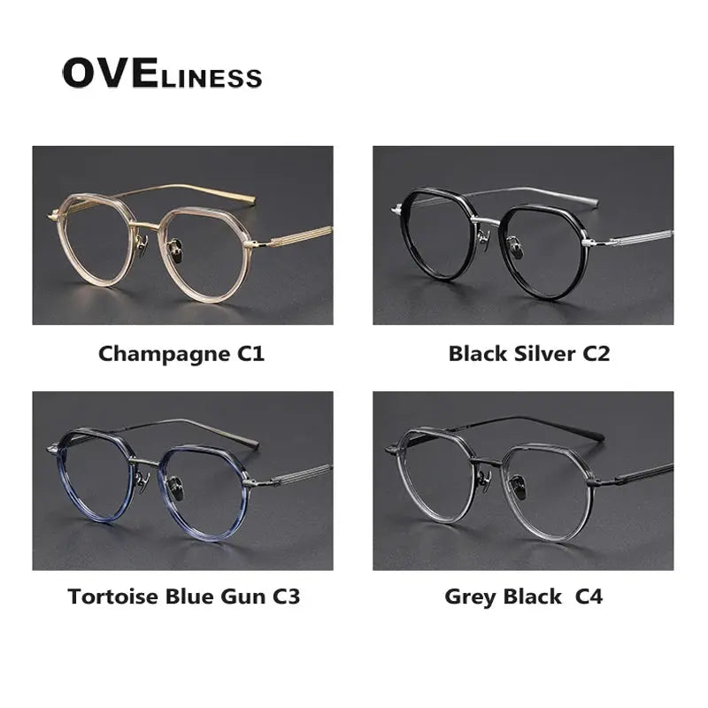Unisex Round Full Rim Titanium Flat Top Prescription Glasses O6701 — view 5 | Rx Spectacle
