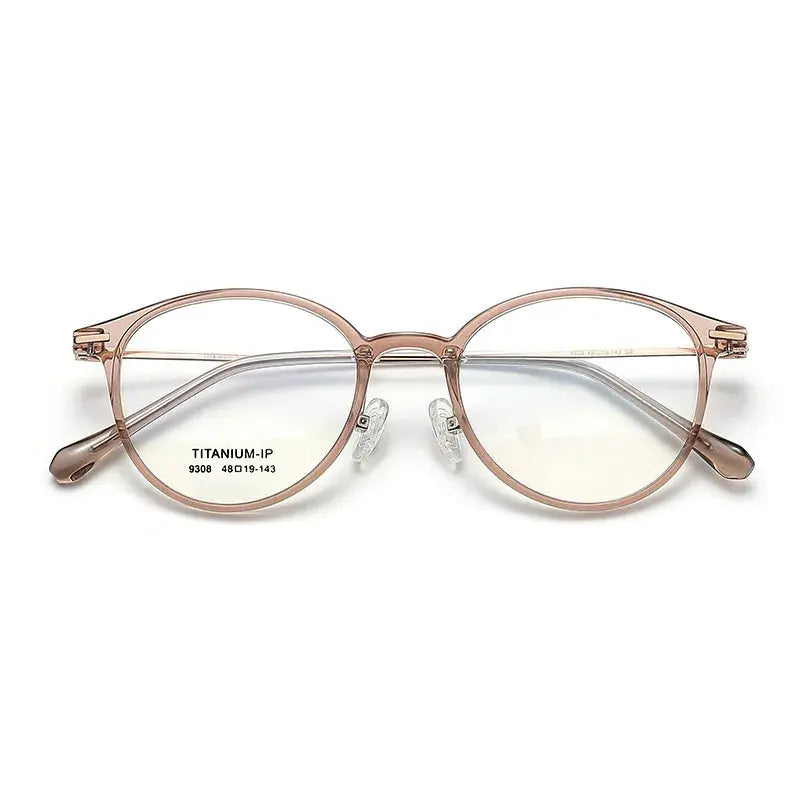 Women's Oval Full Rim Titanium Prescription Glasses 739308 — view 1 | Rx Spectacle